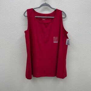 Catherines Suprema Red Soft Cotton Stretch Tank Top Shirt Womens 2X 22/24 NEW
